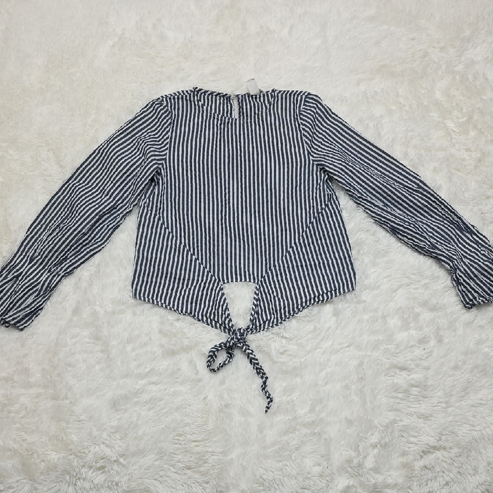 H&M Navy and White Striped Blouse. Size 2